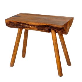 18 Inch Rectangular Mango Wood Accent Side Table with Live Edge Log Top, Warm Brown