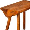 18 Inch Rectangular Mango Wood Accent Side Table with Live Edge Log Top, Warm Brown