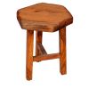 18 Inch Hexagon Acacia Wood Side Table with Live Edge Top, Warm Brown
