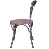 19 Inch Industrial Dining Accent Chair with Mango Wood Seat, Open X Iron Backrest, Metallic Gray, Brown