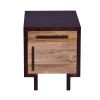 18.5 Inch Single Modern Contemporary Style Mango Wood Nightstand Side Table with 1 Drawer and Door, Cafe and Natural Brown