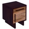 18.5 Inch Single Modern Contemporary Style Mango Wood Nightstand Side Table with 1 Drawer and Door, Cafe and Natural Brown
