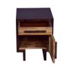 18.5 Inch Single Modern Contemporary Style Mango Wood Nightstand Side Table with 1 Drawer and Door, Cafe and Natural Brown
