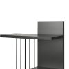 16 Inch 3 Tier Rectangular Wood Floating Wall Mount Shelf with Vertical Bars Accent, Charcoal Gray
