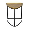 19 Inch Aluminum Side End Table, Iron Frame, Guitar Pick Shaped Top, Antique Brass, Black