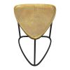 19 Inch Aluminum Side End Table, Iron Frame, Guitar Pick Shaped Top, Antique Brass, Black