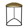 19 Inch Aluminum Side End Table, Iron Frame, Guitar Pick Shaped Top, Antique Brass, Black