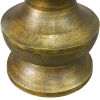 18 Inch Round Accent Side End Table, Turned Pedestal Base, Aluminum, Antique Gold Brass