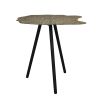16 Inch Iron Accent End Table, Abstract Tabletop, Artisanal Engravings, Antique Brass, Black