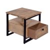 18 Inch Nightstand End Table, 1 Drawer, Open Storage, Natural Brown Mango Wood with a Rectangular Black Iron Frame