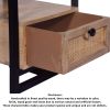 18 Inch Nightstand End Table, 1 Drawer, Open Storage, Natural Brown Mango Wood with a Rectangular Black Iron Frame