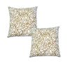 18 x 18 Handcrafted Cotton Square Accent Throw Pillow, Elegant Filigree Pattern, White and Gold