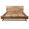Bree Modern Rustic Queen Size Platform Bed, Brown Acacia & Mango Wood Frame, Black Iron Angled Legs
