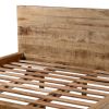 Bree Modern Rustic Queen Size Platform Bed, Brown Acacia & Mango Wood Frame, Black Iron Angled Legs
