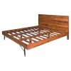 Bree Modern Rustic King Size Platform Bed, Brown Acacia Wood Frame, Black Metal Angled Legs