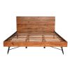 Bree Modern Rustic King Size Platform Bed, Brown Acacia Wood Frame, Black Metal Angled Legs