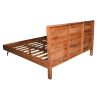 Bree Modern Rustic King Size Platform Bed, Brown Acacia Wood Frame, Black Metal Angled Legs
