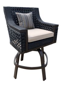 Monterey Bar Stool Chair with Cushion and pillow (Color: MULTI COLORED)