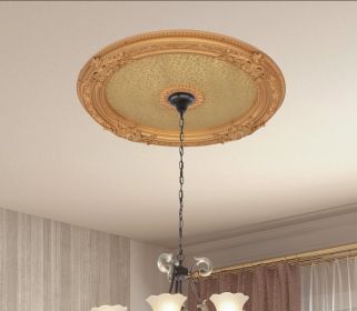 Golden Round Chandelier Ceiling Medallion 36in (Color: gold)