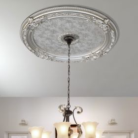 Champagne Round Chandelier Ceiling Medallion 36in (Color: White)