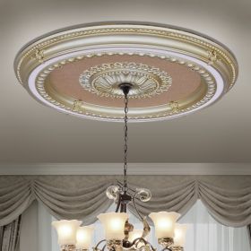 Rose Gold Round Chandelier Ceiling Medallion 47in (Color: Pink)