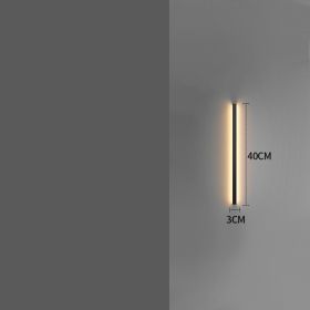 Simple Modern Minimalist Long Strip Living Room Grille Wall Lamp (Option: Black-40CM-Warm light)