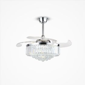 Crystal Fan Lights European Ceiling Fan Lights Living Room Bedroom Dining Room Invisible Led Fan Chandelier All Copper (Option: 36inches chrome)