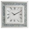 Wood & Mirror Square Analog Wall Clock, White