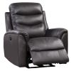 Leatherette Power Recliner with Tufted Back, Brown