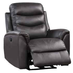 Leatherette Power Recliner with Tufted Back, Brown (Color: brown)