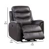 Leatherette Power Recliner with Tufted Back, Brown