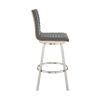Aron 26 Inch Counter Height Swivel Stool, Vegan Faux Leather, Gray, Chrome