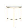 20, 18 Inch 2 Piece End Side Table Set, Wood Top, Gold Metal Frame, White
