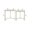 20, 18 Inch 2 Piece End Side Table Set, Wood Top, Gold Metal Frame, White