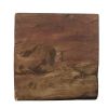 20 Inch Accent Table, Rustic Pillar Pedestal with Scrolled Carvings, Brown