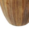 26 Inch Side End Table, Recycled Fir Wood, Round Drum Shape, Walnut Brown