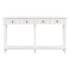 Tyra 63 Inch Console Sideboard Table, 4 Drawers, Turned Legs, White