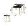 17, 19, 21 Inch Set of 3 Nesting Accent Tables, Pine Wood, Black and Gold