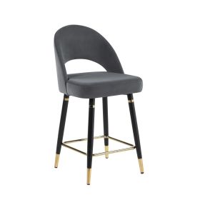 Dia 26 Inch Set of 2 Counter Stools, Arched Back, Retro Style, Gray, Gold (Color: Gray, Black, Gold)