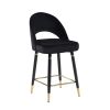 Dia 26 Inch Set of 2 Counter Stools, Bucket Style Seat, Dipped Legs, Black