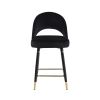 Dia 26 Inch Set of 2 Counter Stools, Bucket Style Seat, Dipped Legs, Black