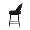 Dia 26 Inch Set of 2 Counter Stools, Bucket Style Seat, Dipped Legs, Black