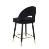 Dia 26 Inch Set of 2 Counter Stools, Bucket Style Seat, Dipped Legs, Black