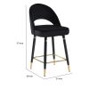 Dia 26 Inch Set of 2 Counter Stools, Bucket Style Seat, Dipped Legs, Black