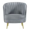 Enzo 31 Inch Retro Accent Chair, Channel Tufted, Bucket Style Back, Gray