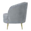 Enzo 31 Inch Retro Accent Chair, Channel Tufted, Bucket Style Back, Gray