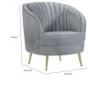 Enzo 31 Inch Retro Accent Chair, Channel Tufted, Bucket Style Back, Gray