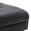 Ella 44 Inch Modern Ottoman, Deep Button Tufted, Black Vegan Faux Leather