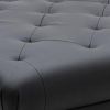 Ella 44 Inch Modern Ottoman, Deep Button Tufted, Black Vegan Faux Leather