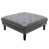 Ella 44 Inch Modern Ottoman, Deep Button Tufted, Gray Vegan Faux Leather